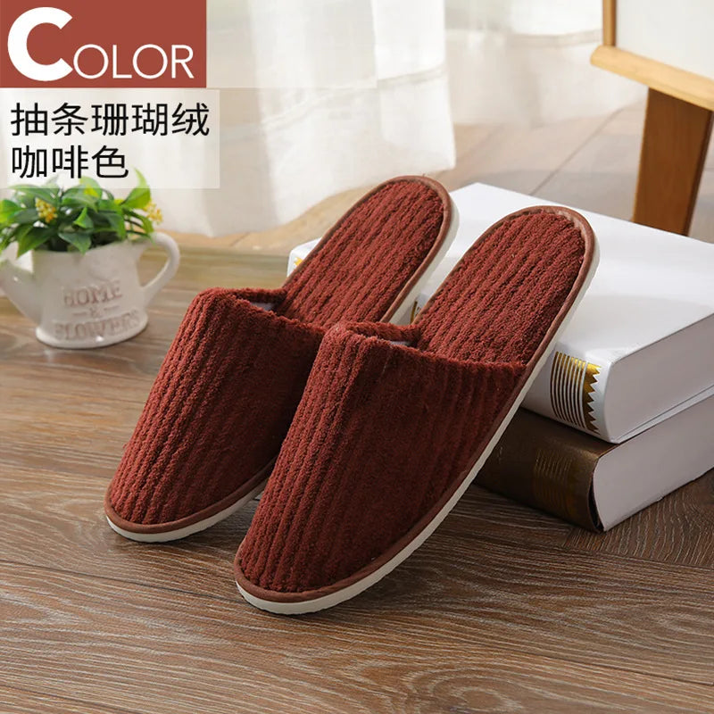 5Pairs/Lot Men Women Disposable Hotel Guest Slippers Cotton Slides Home Travel SPA Slipper Hospitality Cheap Indoor Slip-on