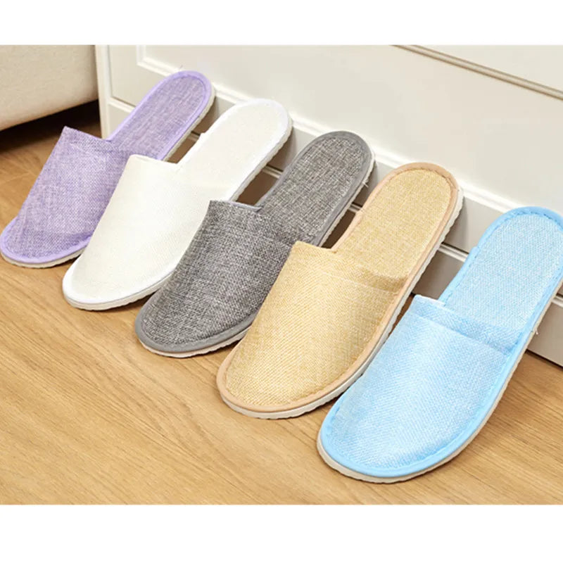 5Pairs/Lot Men Women Disposable Hotel Guest Slippers Cotton Slides Home Travel SPA Slipper Hospitality Cheap Indoor Slip-on