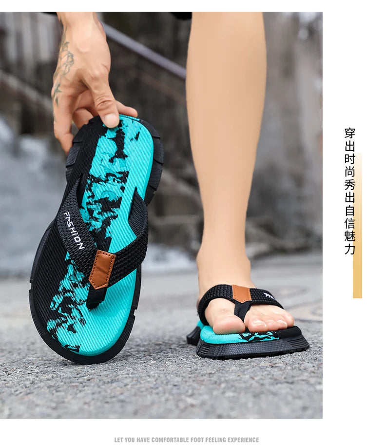 Casual Flip Flops For Men Slippers Beach Sandals Summer Non-Slip Flat Slides Men Slippers Indoor House Shoes Man Male Slipper