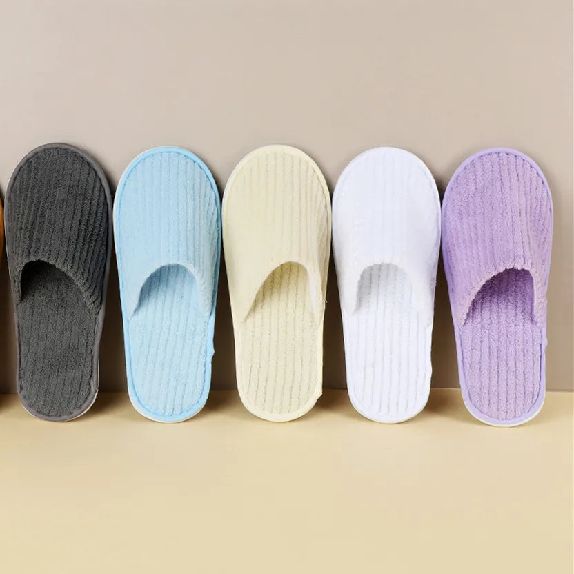 5Pairs/Lot Men Women Disposable Hotel Guest Slippers Cotton Slides Home Travel SPA Slipper Hospitality Cheap Indoor Slip-on