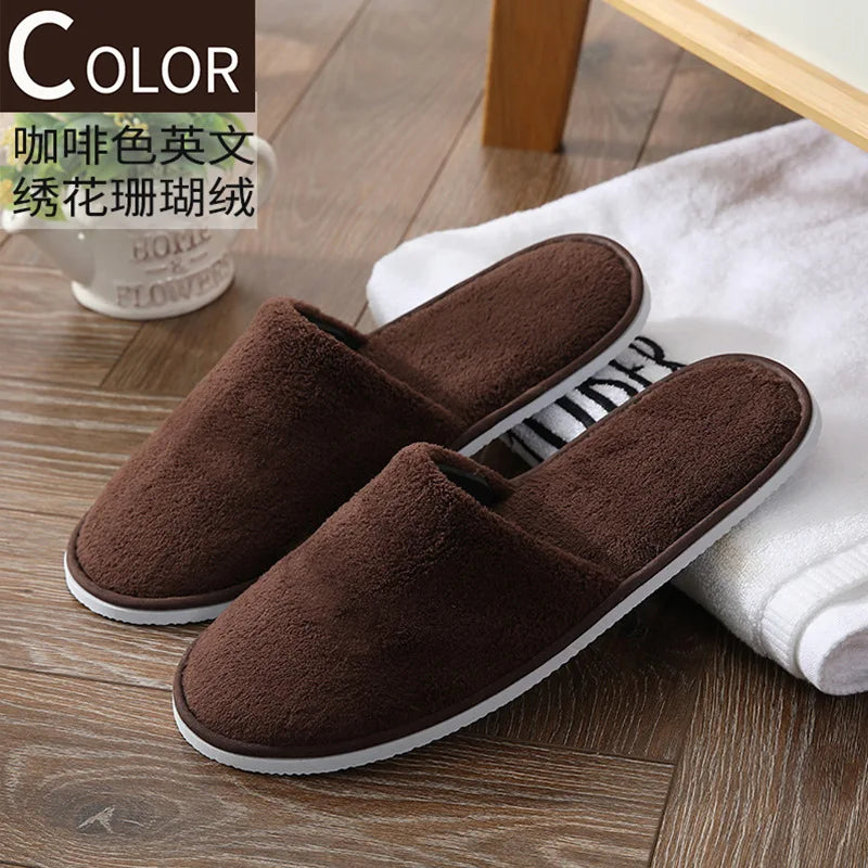 5Pairs/Lot Men Women Disposable Hotel Guest Slippers Cotton Slides Home Travel SPA Slipper Hospitality Cheap Indoor Slip-on