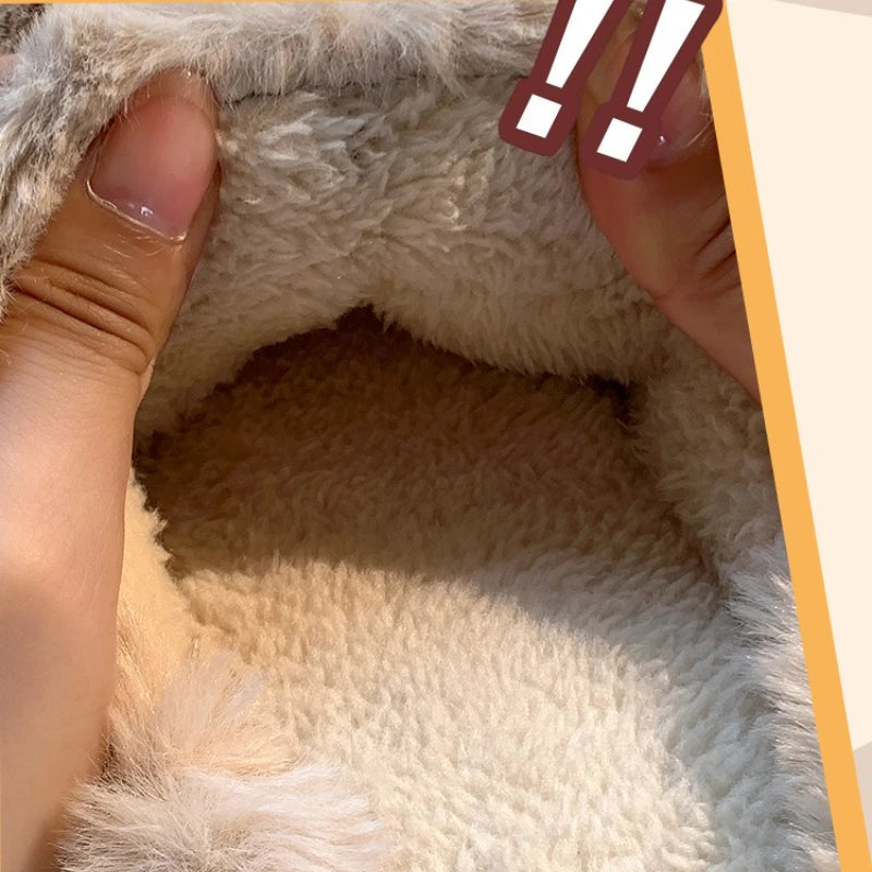 Women's Cute Lamb Plush Slippers - Winter Non-Slip House Shoes, Thick Sole Fleece-Lined Indoor Slides for Home Cozy Comfort
