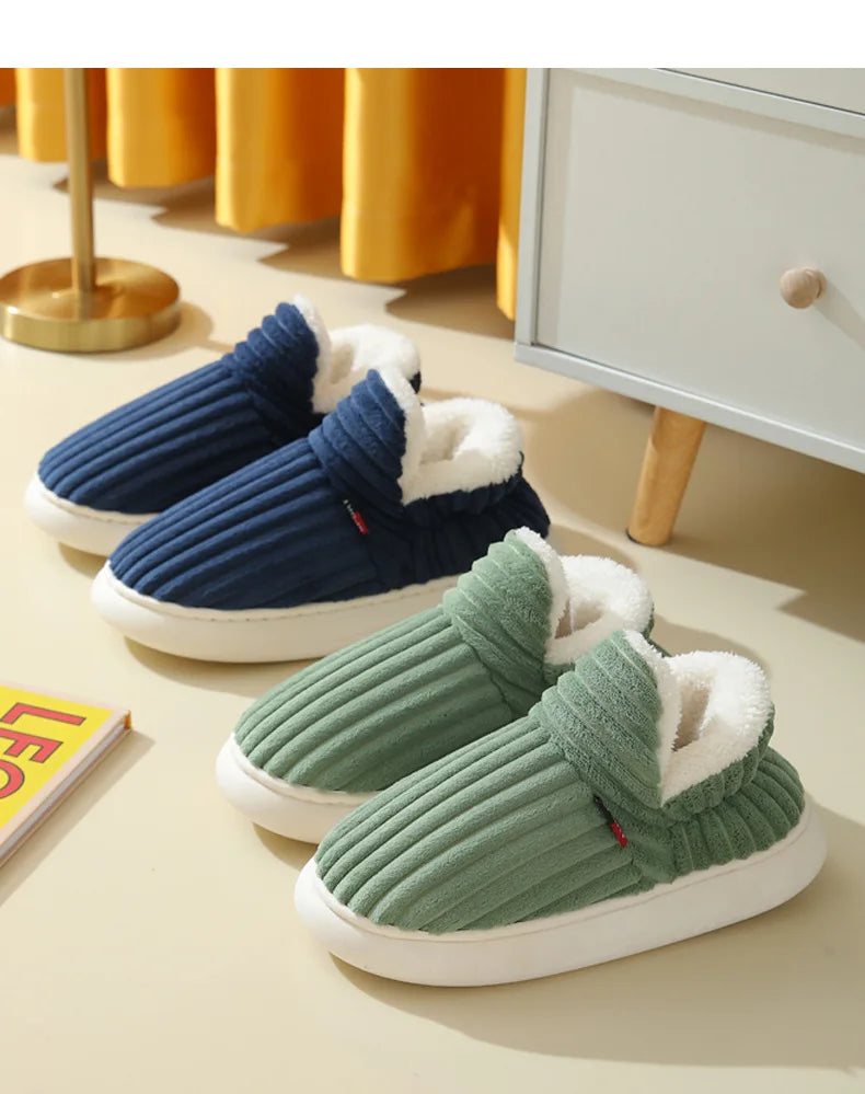 Evshine Soft Sole Slippers For Women Winter Fashion Women Fur Slippers Fuzzy Plush Men Slippers Warm Furry Women Cotton Shoes