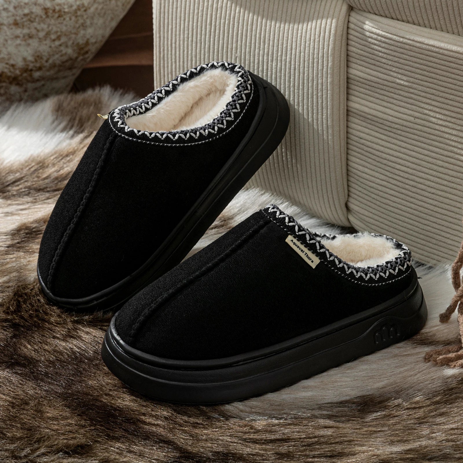 Winter Fashion Simple Fuzzy Home Lady's Shoes Warm Couples Indoor Leisure Soft Sole Women's Slippers Non-slip Fuzzy Bedroom