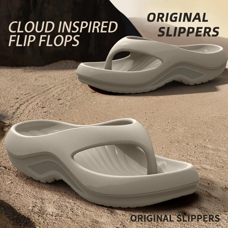 Women's EVA Thick-Heeled Sandals Anti-Slip Odor-Resistant Outdoor Wearable Flip Flops Comfortable Summer Slippers
