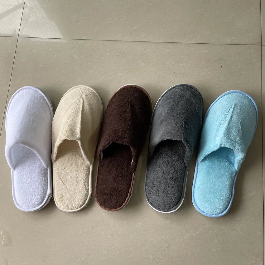 5Pairs/Lot Men Women Disposable Hotel Guest Slippers Cotton Slides Home Travel SPA Slipper Hospitality Cheap Indoor Slip-on
