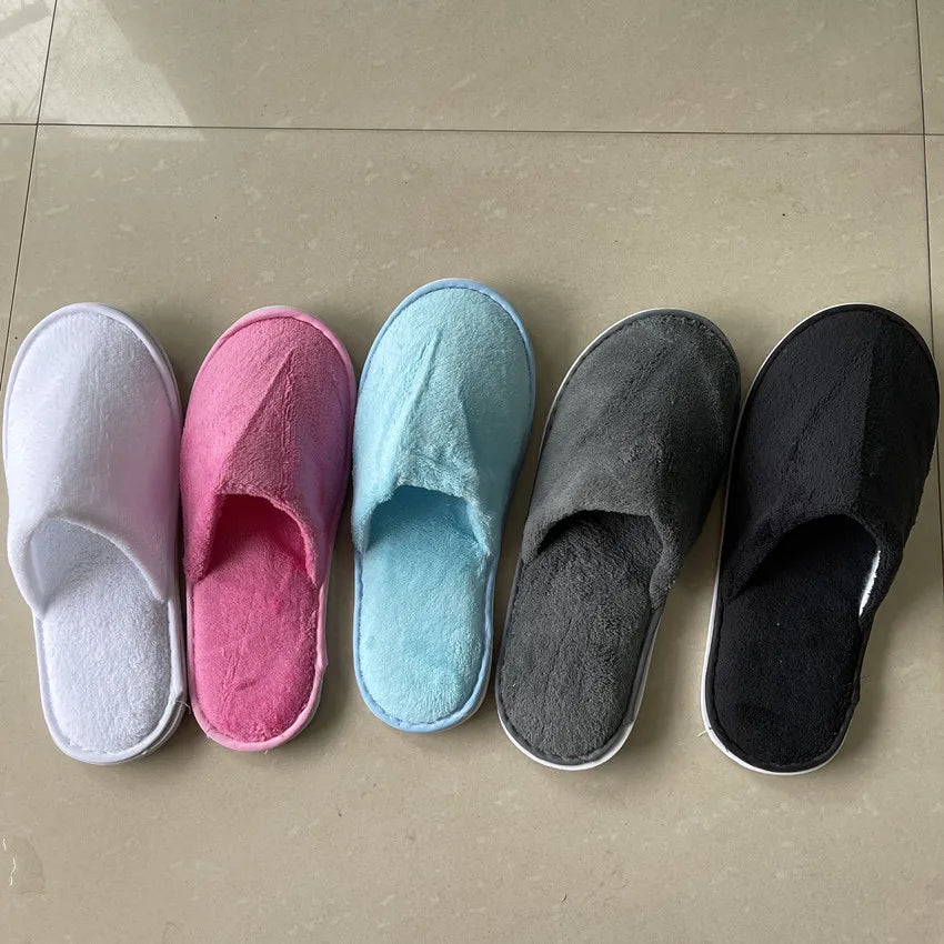 5Pairs/Lot Men Women Disposable Hotel Guest Slippers Cotton Slides Home Travel SPA Slipper Hospitality Cheap Indoor Slip-on