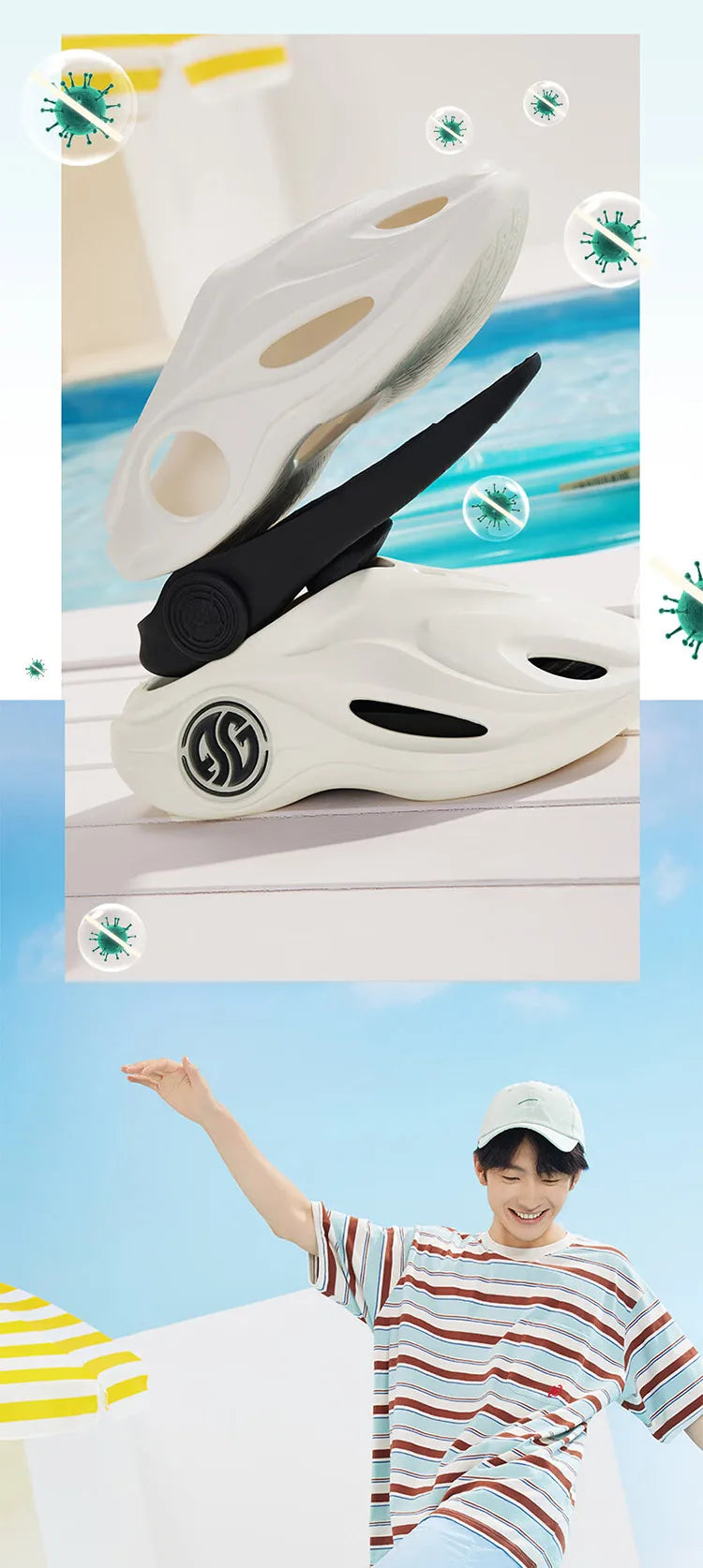 361 Degrees AG Whale 2.0 Men and Women‘s Slippers Soft Elastic Bacteriostatic Comfort Anti-slip Thick Bottom Slippers 672421103