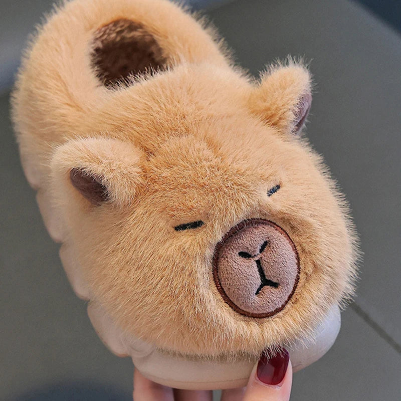 Capybara Children's Winter Cotton Slippers New Boys Girls Cartoon House Slippers Non Slip Comfortable Soft Sole Plush Slippers