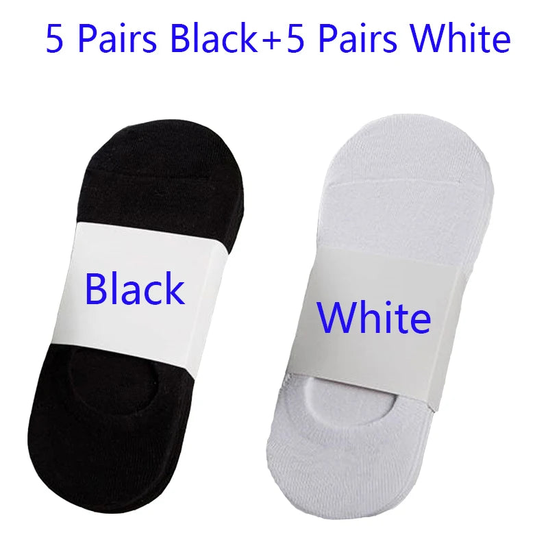 5/10/20 Pairs Summer Boat Socks For Men Non-slip Silicone Invisible Cotton Socks Breathable No-Show Slippers Sport Ankle Socks