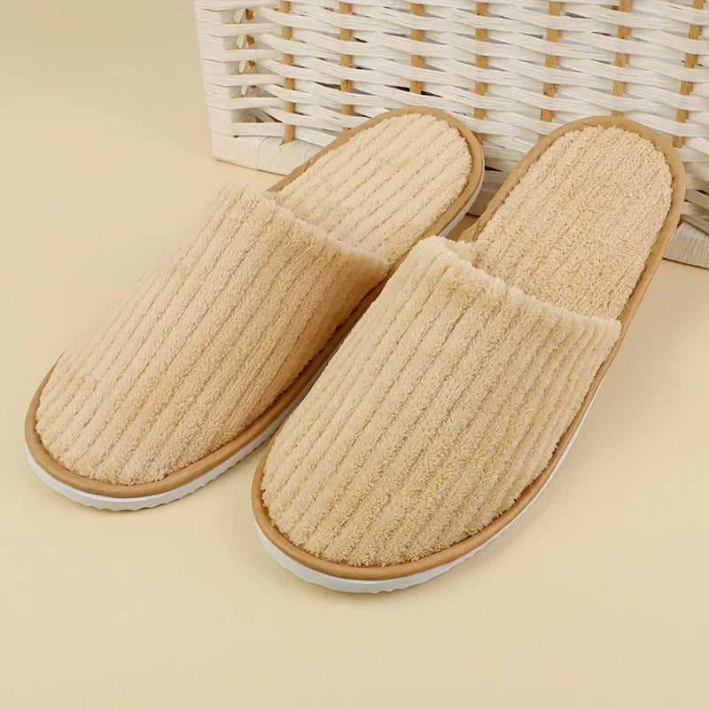 5Pairs/Lot Men Women Disposable Hotel Guest Slippers Cotton Slides Home Travel SPA Slipper Hospitality Cheap Indoor Slip-on