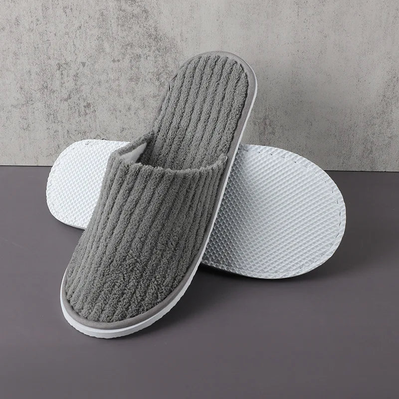 5Pairs/Lot Men Women Disposable Hotel Guest Slippers Cotton Slides Home Travel SPA Slipper Hospitality Cheap Indoor Slip-on