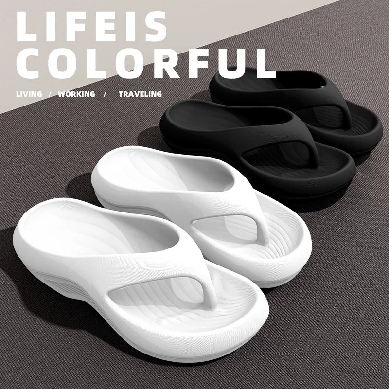 Women's EVA Thick-Heeled Sandals Anti-Slip Odor-Resistant Outdoor Wearable Flip Flops Comfortable Summer Slippers