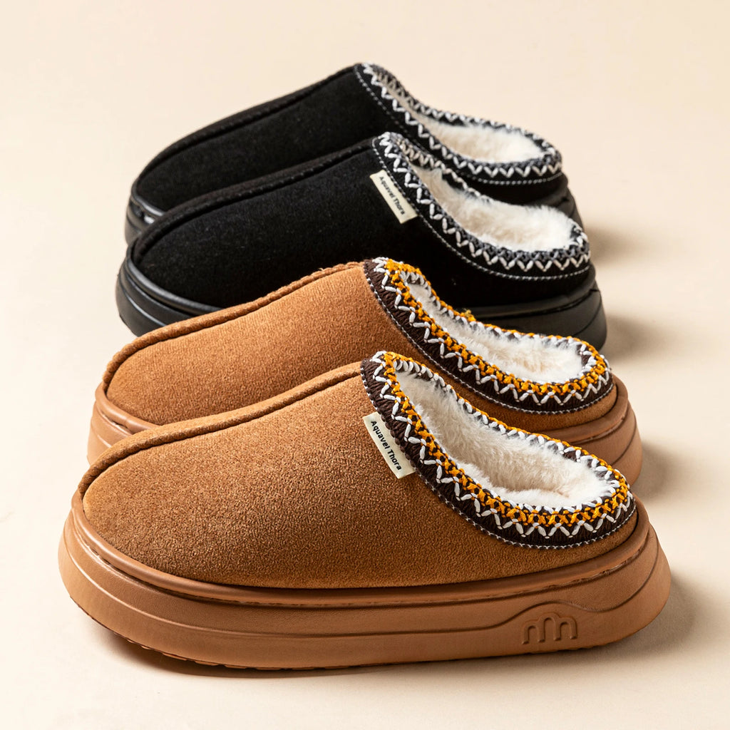 Winter Fashion Simple Fuzzy Home Lady's Shoes Warm Couples Indoor Leisure Soft Sole Women's Slippers Non-slip Fuzzy Bedroom