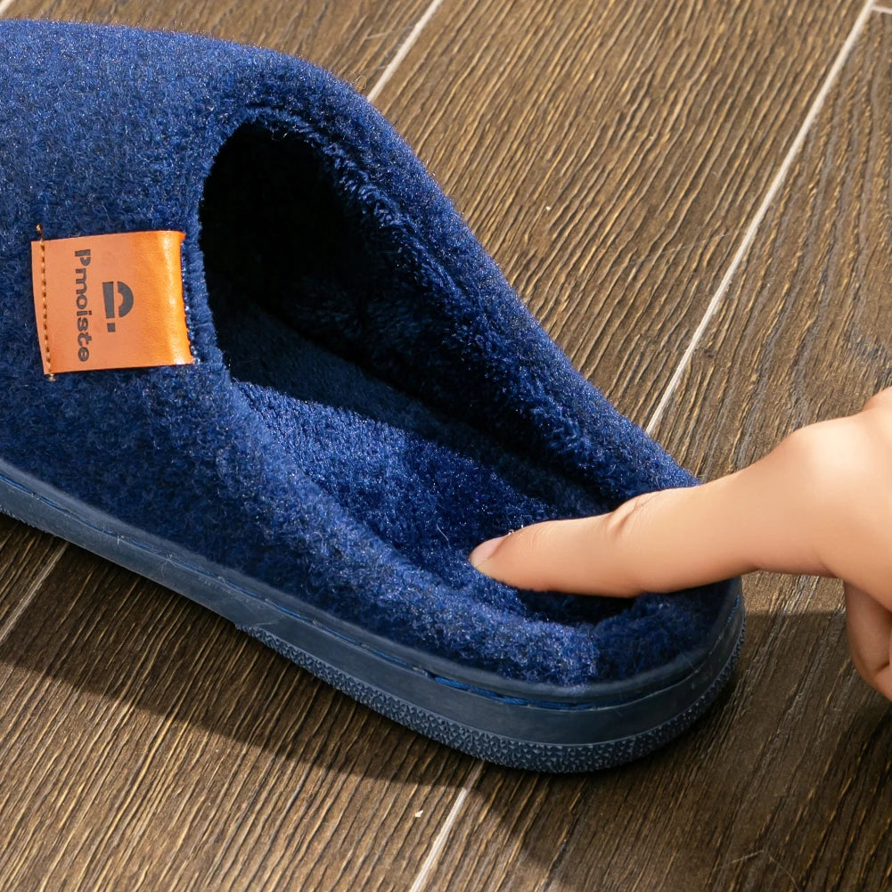 Winter Men Felt Platform  House Slippers Ultra Warm Cushion   Cozy Living Non-Slip TPR Outdoor Indoor House