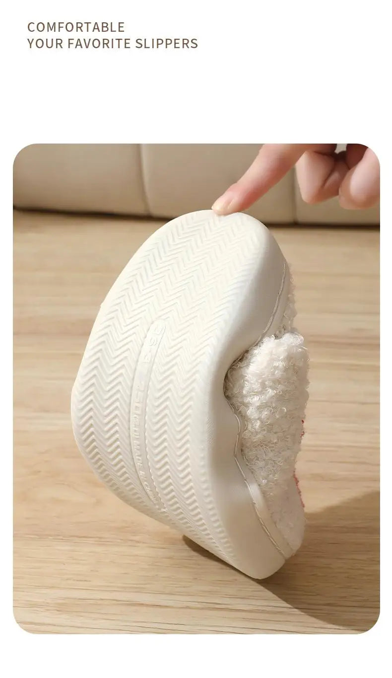 Women's Winter High-End Cotton Slippers, Women's Indoor Home Plush Warm Maternity Slippers, Couple Slippers with Added Fleece for Men in Autumn and Winter