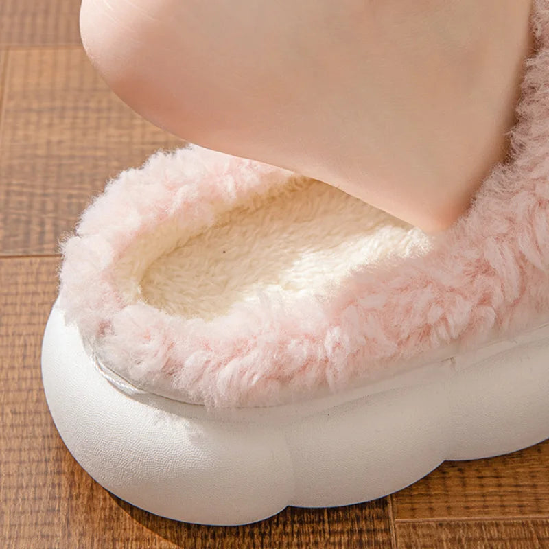 Women's Bow Slippers Thick-Soled Soft-Soled  Bedroom Cotton Shoes  Outdoor Indoor Winter Plush Non-Slip Bow Warm Houseshoes