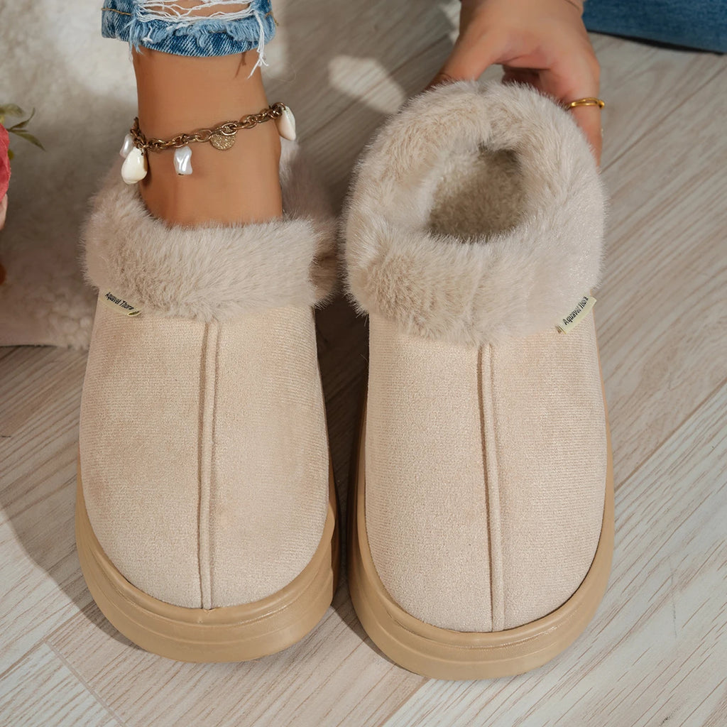 Outdoor Casual Fashion Simple Winter Home Women's Slipper Boots Fuzzy Soft Warm Indoor Anti-slip Comfy Bedroom Couples Shoes