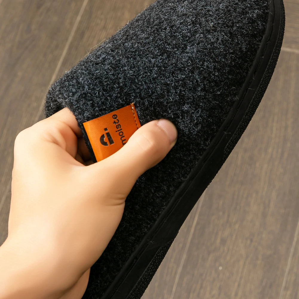Winter Men Felt Platform  House Slippers Ultra Warm Cushion   Cozy Living Non-Slip TPR Outdoor Indoor House