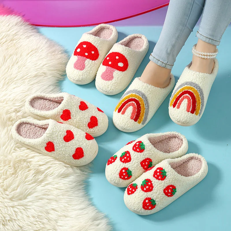 Women's Winter High-End Cotton Slippers, Women's Indoor Home Plush Warm Maternity Slippers, Couple Slippers with Added Fleece for Men in Autumn and Winter