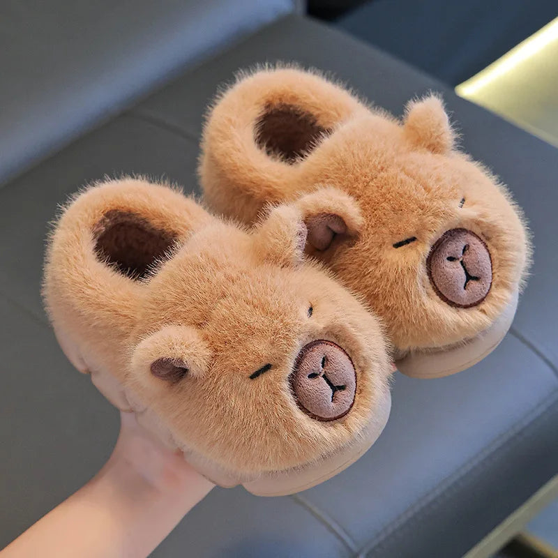 Capybara Winter Children'S Cotton Slippers For Boys And Girls Warm Plush Parent-Child Cotton House Slippers Shoes Gifts