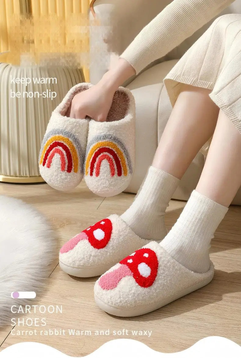 Women's Winter High-End Cotton Slippers, Women's Indoor Home Plush Warm Maternity Slippers, Couple Slippers with Added Fleece for Men in Autumn and Winter