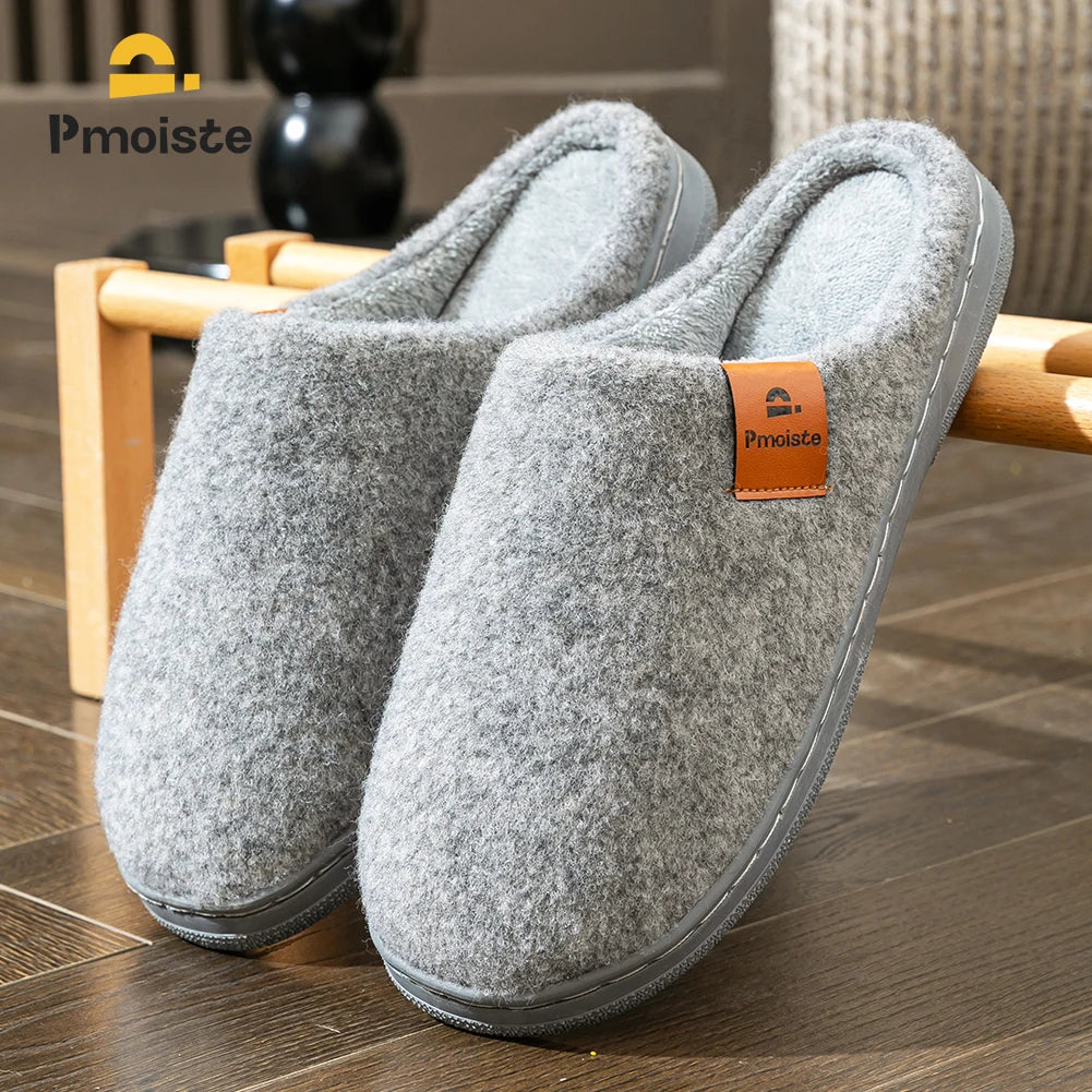 Winter Men Felt Platform  House Slippers Ultra Warm Cushion   Cozy Living Non-Slip TPR Outdoor Indoor House