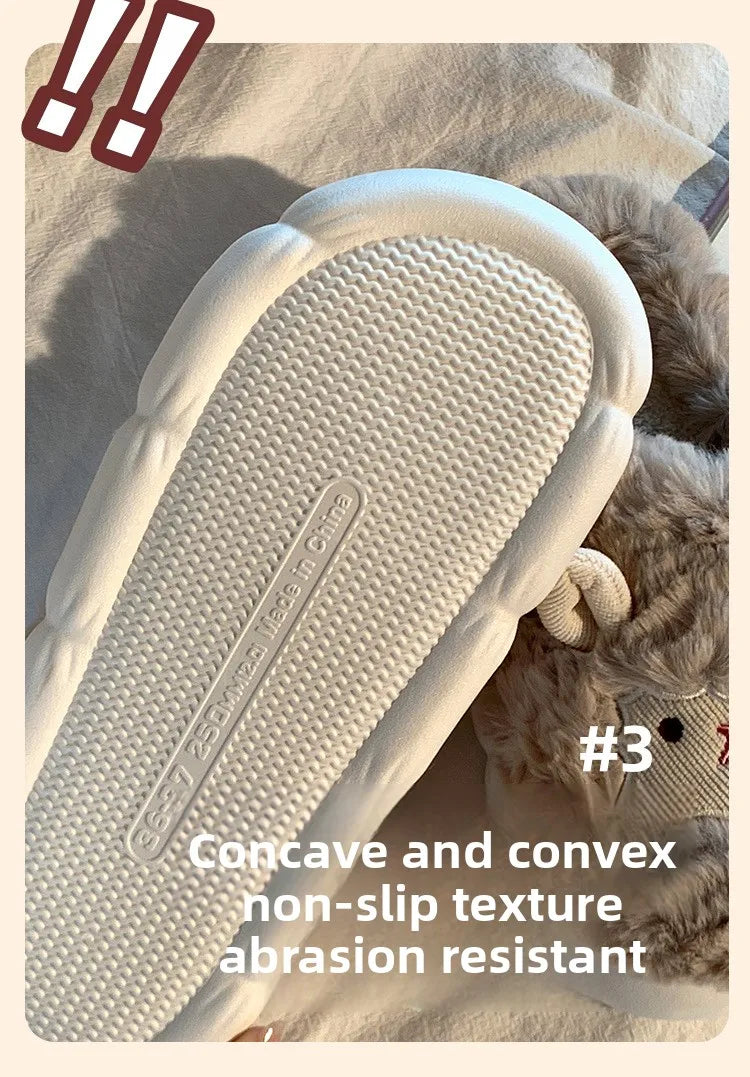 Women's Cute Lamb Plush Slippers - Winter Non-Slip House Shoes, Thick Sole Fleece-Lined Indoor Slides for Home Cozy Comfort