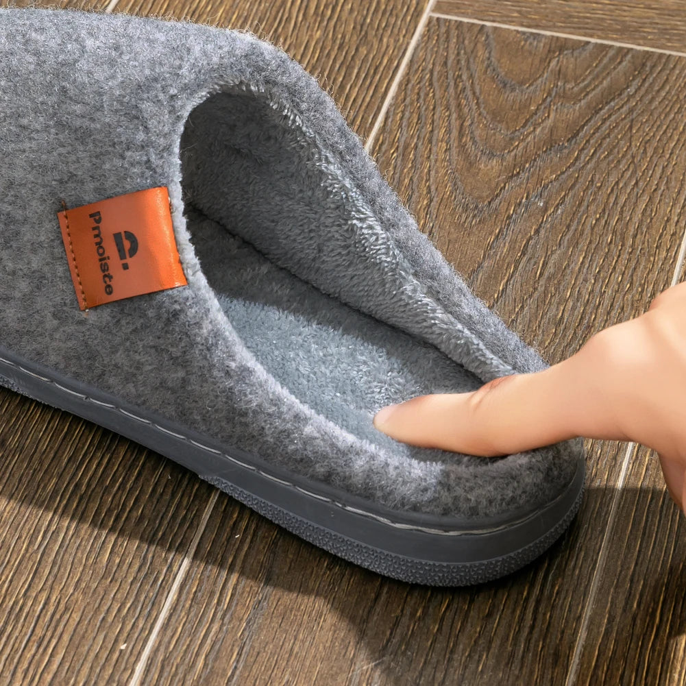 Winter Men Felt Platform  House Slippers Ultra Warm Cushion   Cozy Living Non-Slip TPR Outdoor Indoor House