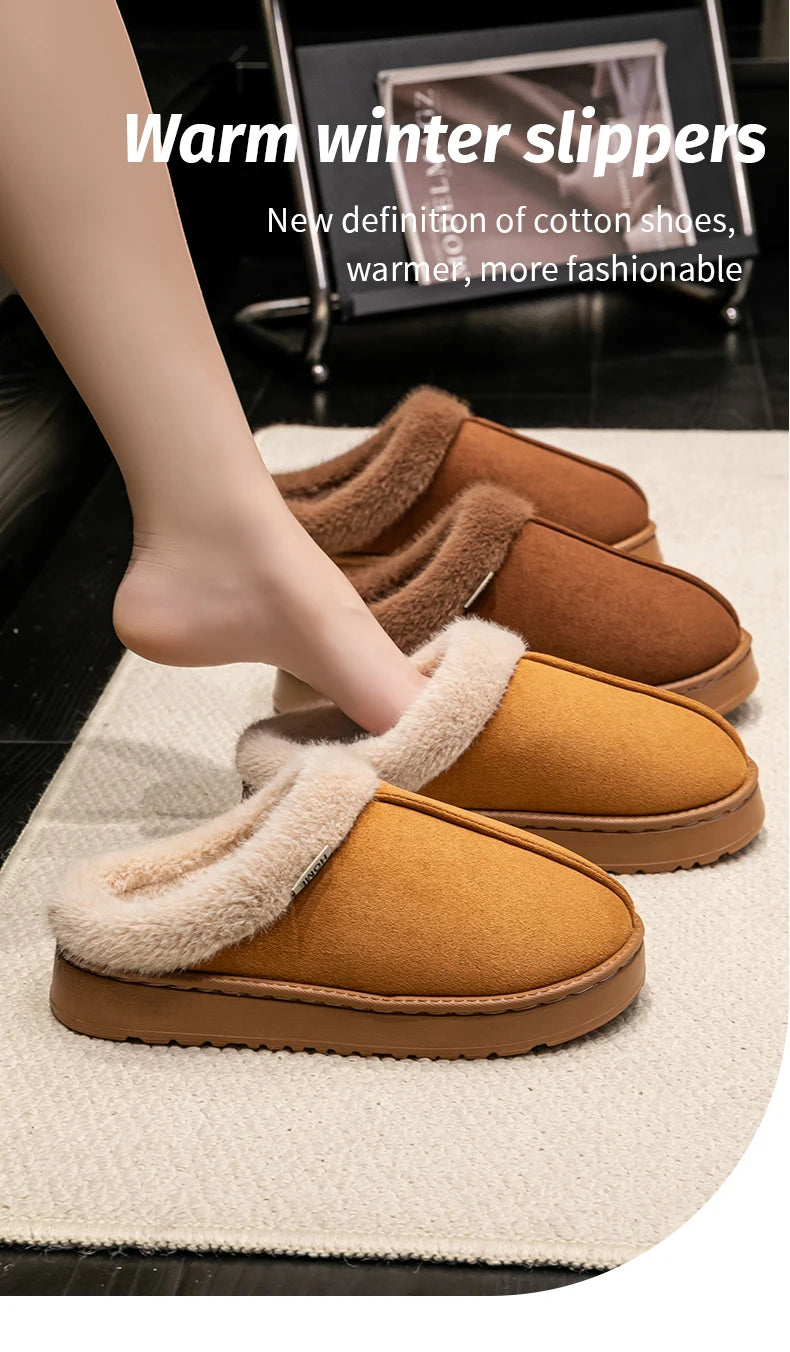 Autumn and Winter Slippers Women's Indoor Home Comfortable Fashion All-match Plush Warm Slippers Unisex Home Shoes for Winter
