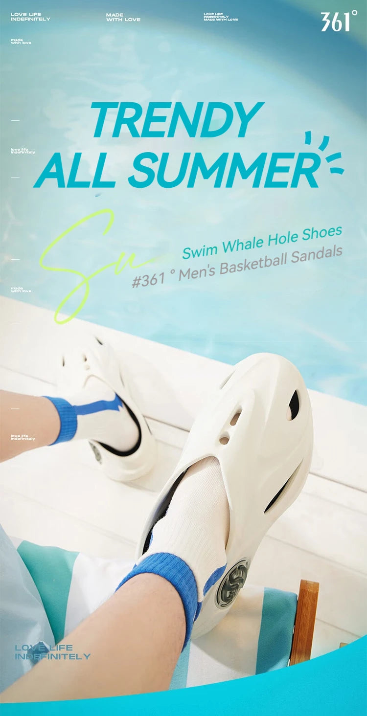 361 Degrees AG Whale 2 Men and Women's Trendy Slippers Anti-slip Deodorization Soft Comfortable Thick Bottom Slippers 672421103