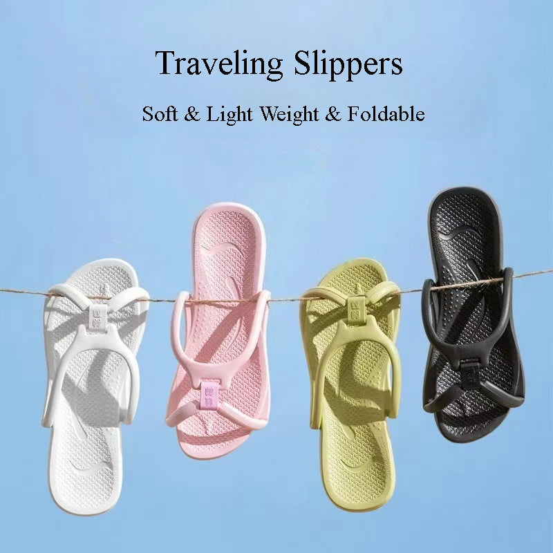 Foldable Travel Slippers Unisex EVA Flip Flops Hotel Non Slip Women Men Bathroom Indoor Slides Portable Lightweight Comfortable