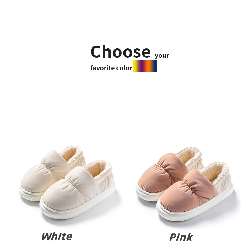 Ladies Heel Coverage Fleece Slippers Down-proof Fabric Shoes Non-Slip Winter House Shoes with Soft Sole for Home and Outdoor Use