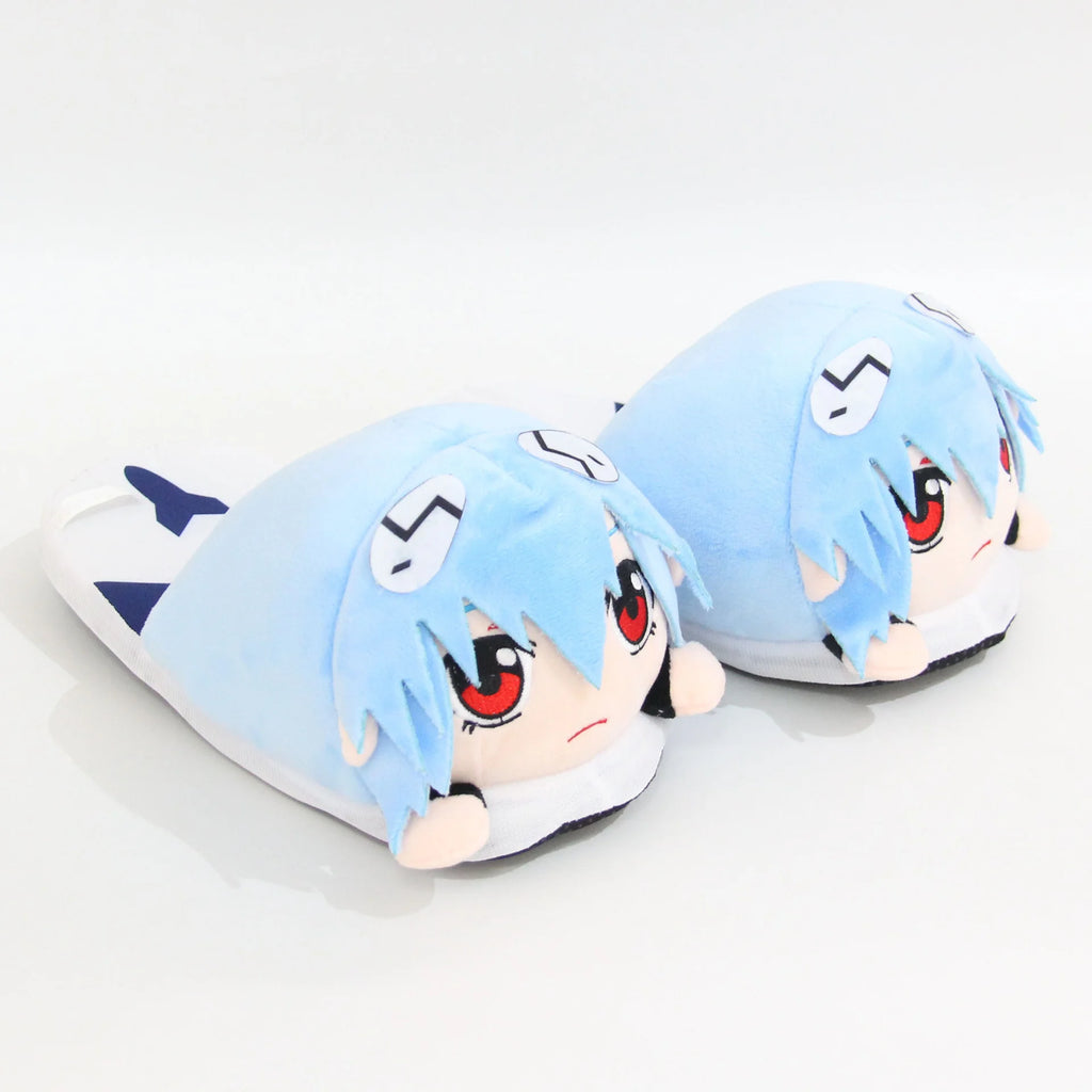 Cartoon Couple Home Slippers New Century Evangelical Soldier Plush Slippers Rei Ayanami Animation Autumn Winter Cotton Slipper
