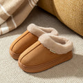 Fashion PU Warm Women Winter Slippers Boot Couple Indoor Outdoor Anti-slip Snow Boots Men Leisure Home Shoes