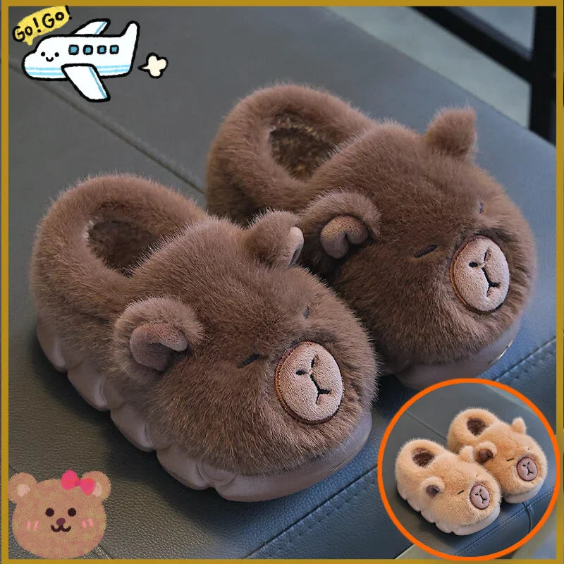 Capybara Winter Children'S Cotton Slippers For Boys And Girls Warm Plush Parent-Child Cotton House Slippers Shoes Gifts