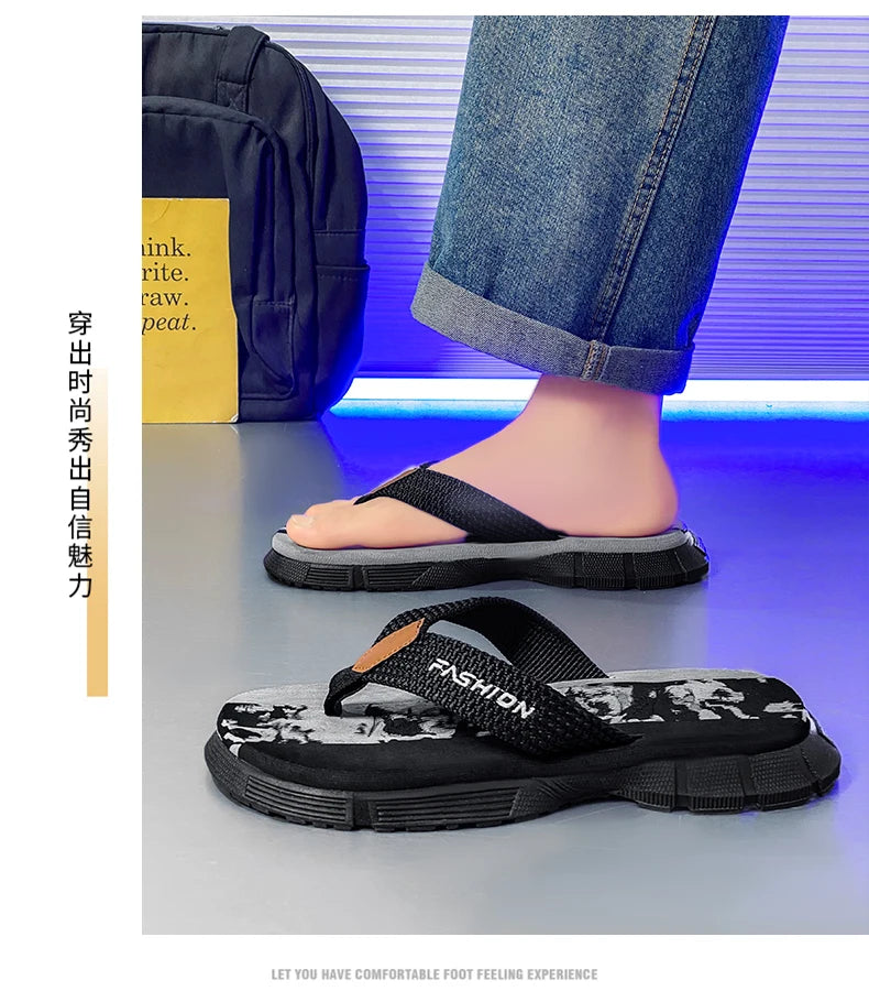 Casual Flip Flops For Men Slippers Beach Sandals Summer Non-Slip Flat Slides Men Slippers Indoor House Shoes Man Male Slipper