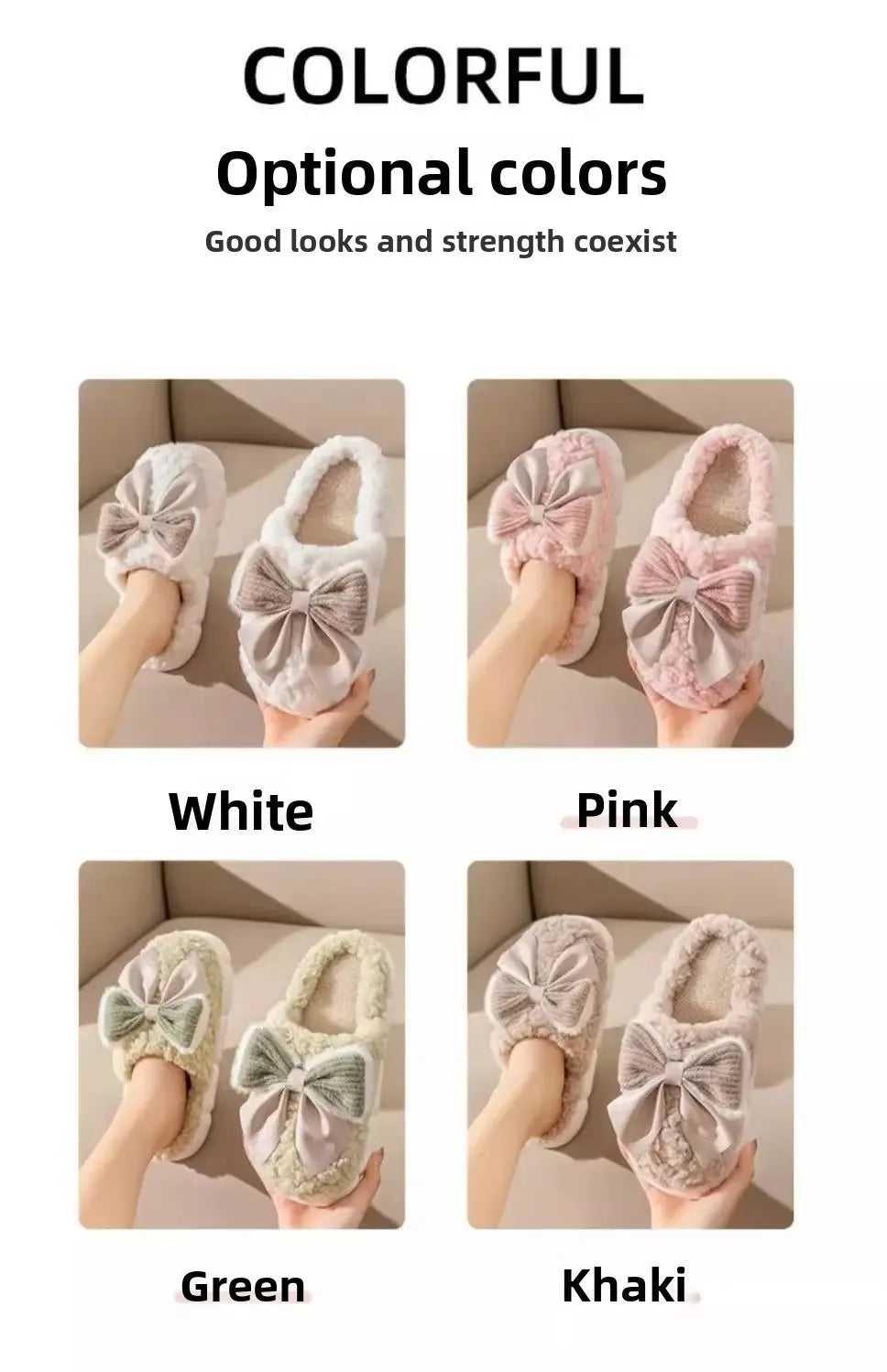 Women's thick-soled plush slippers for indoor outdoor use, non-slip warm fuzzy house shoes with soft fleece, slippers daily wear