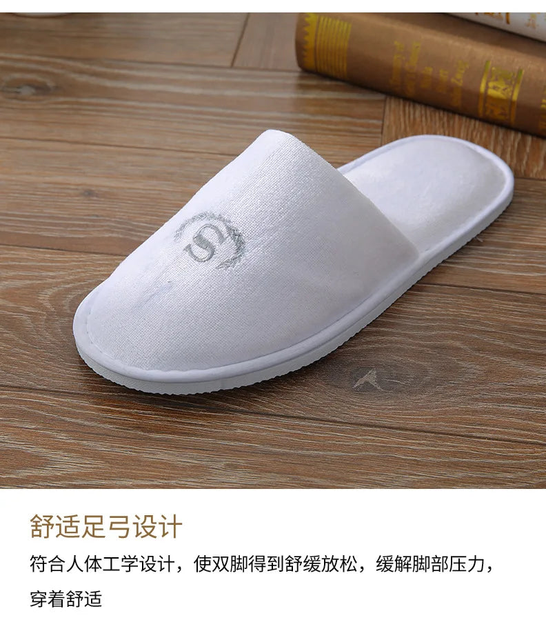 5Pairs/Lot Men Women Disposable Hotel Guest Slippers Cotton Slides Home Travel SPA Slipper Hospitality Cheap Indoor Slip-on