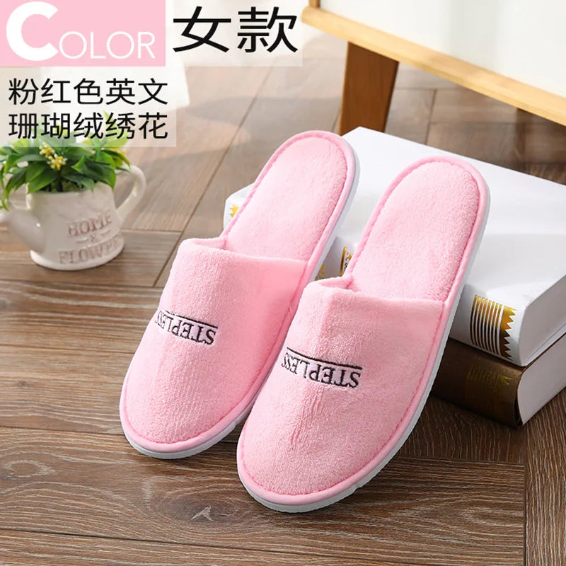 5Pairs/Lot Men Women Disposable Hotel Guest Slippers Cotton Slides Home Travel SPA Slipper Hospitality Cheap Indoor Slip-on
