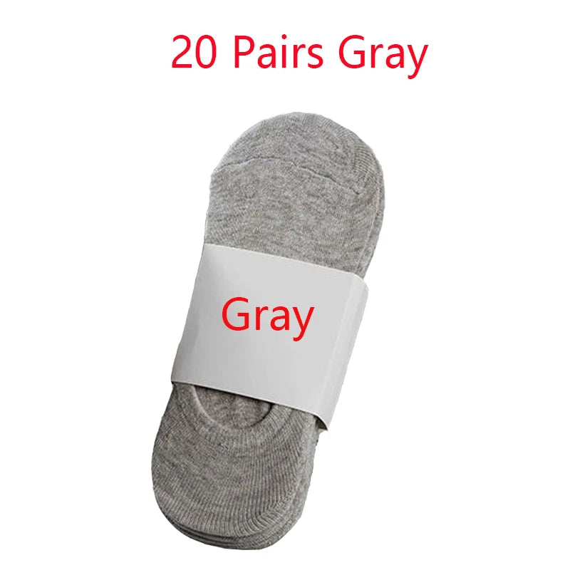5/10/20 Pairs Summer Boat Socks For Men Non-slip Silicone Invisible Cotton Socks Breathable No-Show Slippers Sport Ankle Socks
