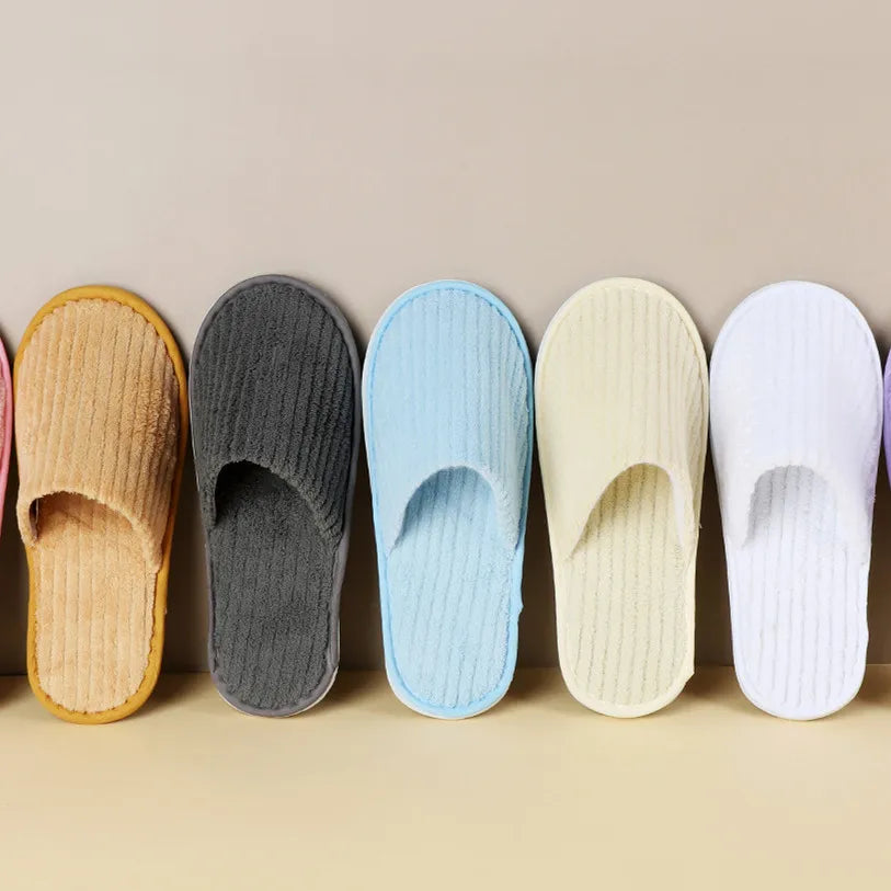 5Pairs/Lot Men Women Disposable Hotel Guest Slippers Cotton Slides Home Travel SPA Slipper Hospitality Cheap Indoor Slip-on