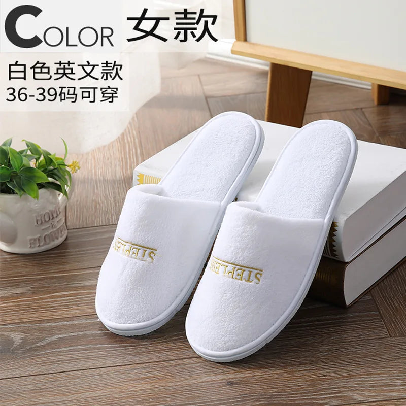 5Pairs/Lot Men Women Disposable Hotel Guest Slippers Cotton Slides Home Travel SPA Slipper Hospitality Cheap Indoor Slip-on