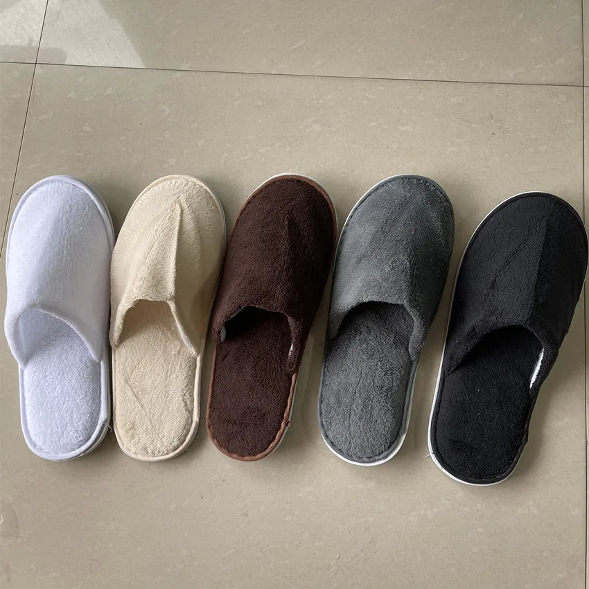 5Pairs/Lot Men Women Disposable Hotel Guest Slippers Cotton Slides Home Travel SPA Slipper Hospitality Cheap Indoor Slip-on
