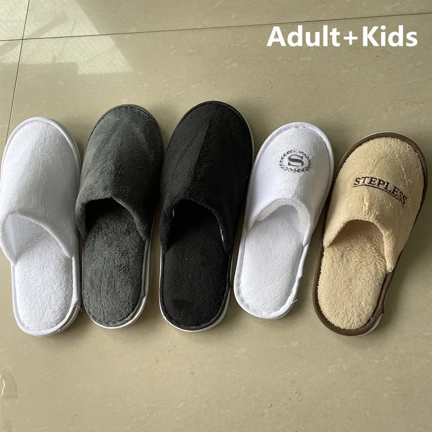 5Pairs/Lot Men Women Disposable Hotel Guest Slippers Cotton Slides Home Travel SPA Slipper Hospitality Cheap Indoor Slip-on