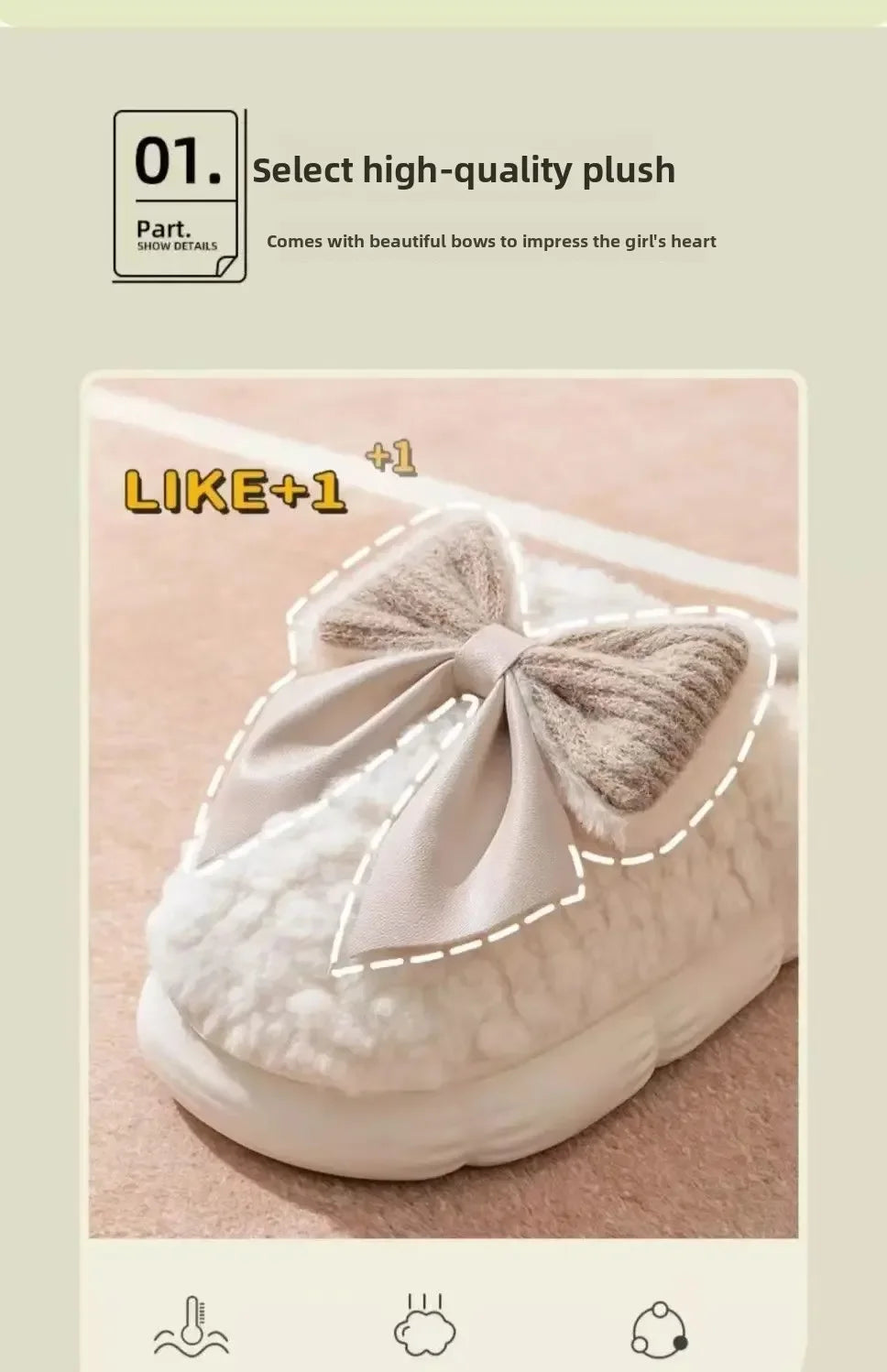 Women's thick-soled plush slippers for indoor outdoor use, non-slip warm fuzzy house shoes with soft fleece, slippers daily wear