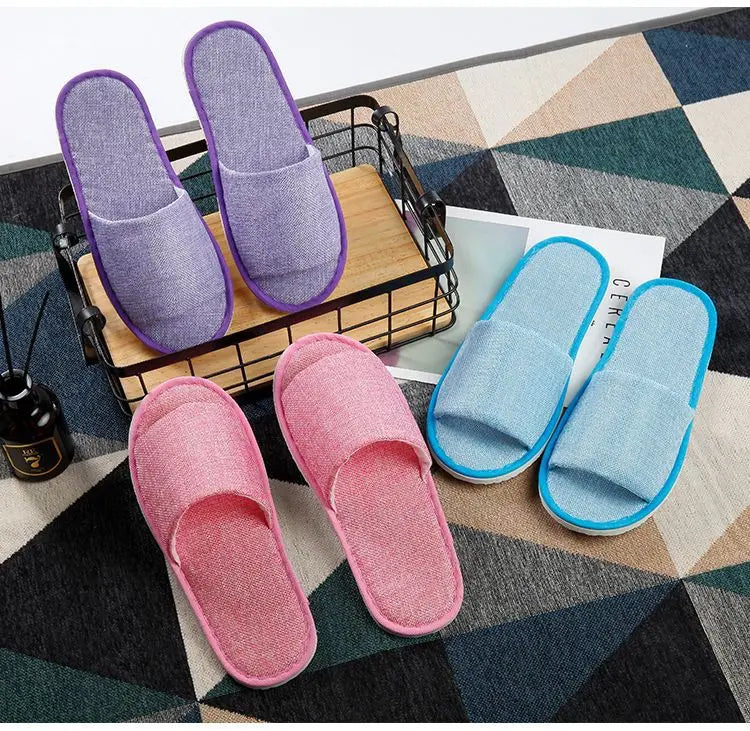 5Pairs/Lot Men Women Disposable Hotel Guest Slippers Cotton Slides Home Travel SPA Slipper Hospitality Cheap Indoor Slip-on
