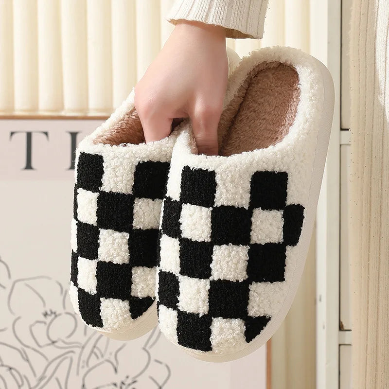 Women's Winter High-End Cotton Slippers, Women's Indoor Home Plush Warm Maternity Slippers, Couple Slippers with Added Fleece for Men in Autumn and Winter