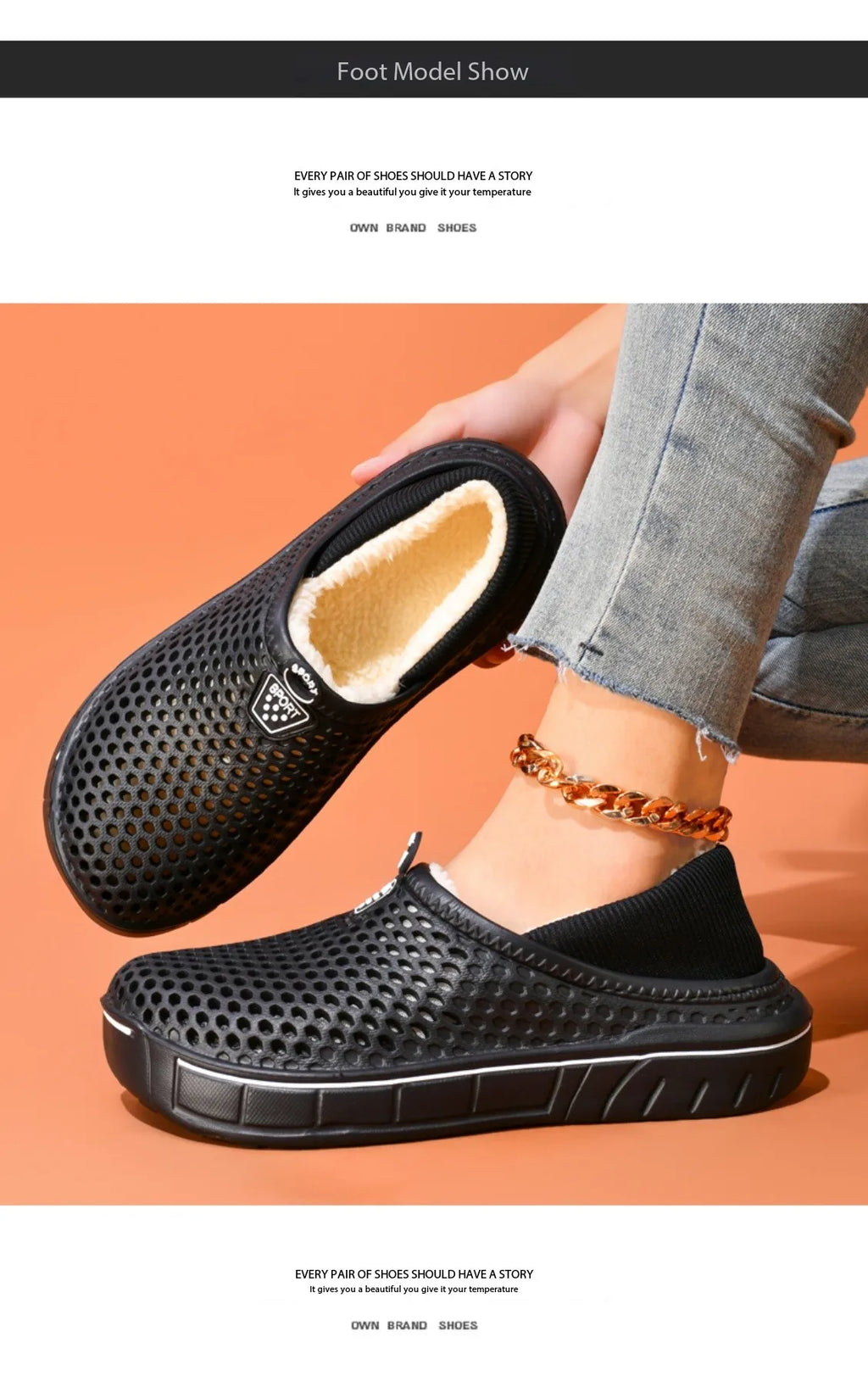 Winter Couple Slippers with Enclosed Back Outdoor Indoor Plush Fleece Lined Anti-Slip Home Shoes for Women Men Solid Color Simpl