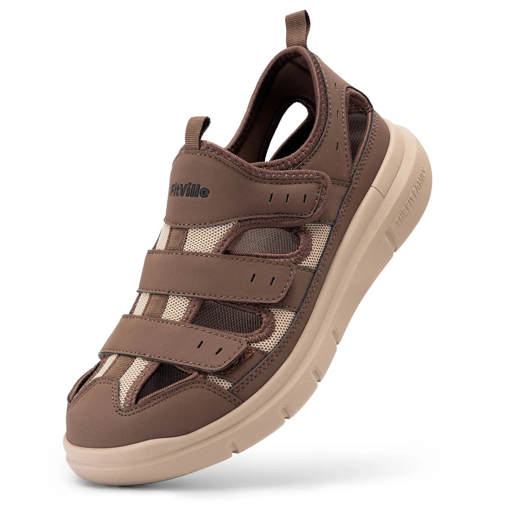 FitVille Men's Sandals Widened Diabetes Shoes Mens Casual Shoes Lightweight for Plantar Fasciitis Arch support Relief Pain